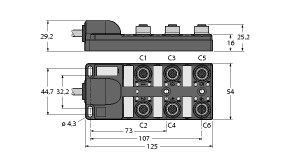 Passive actuator/sensor junction box, M12 x 1 TB-6M12-4P2-5/TXLͼƬ